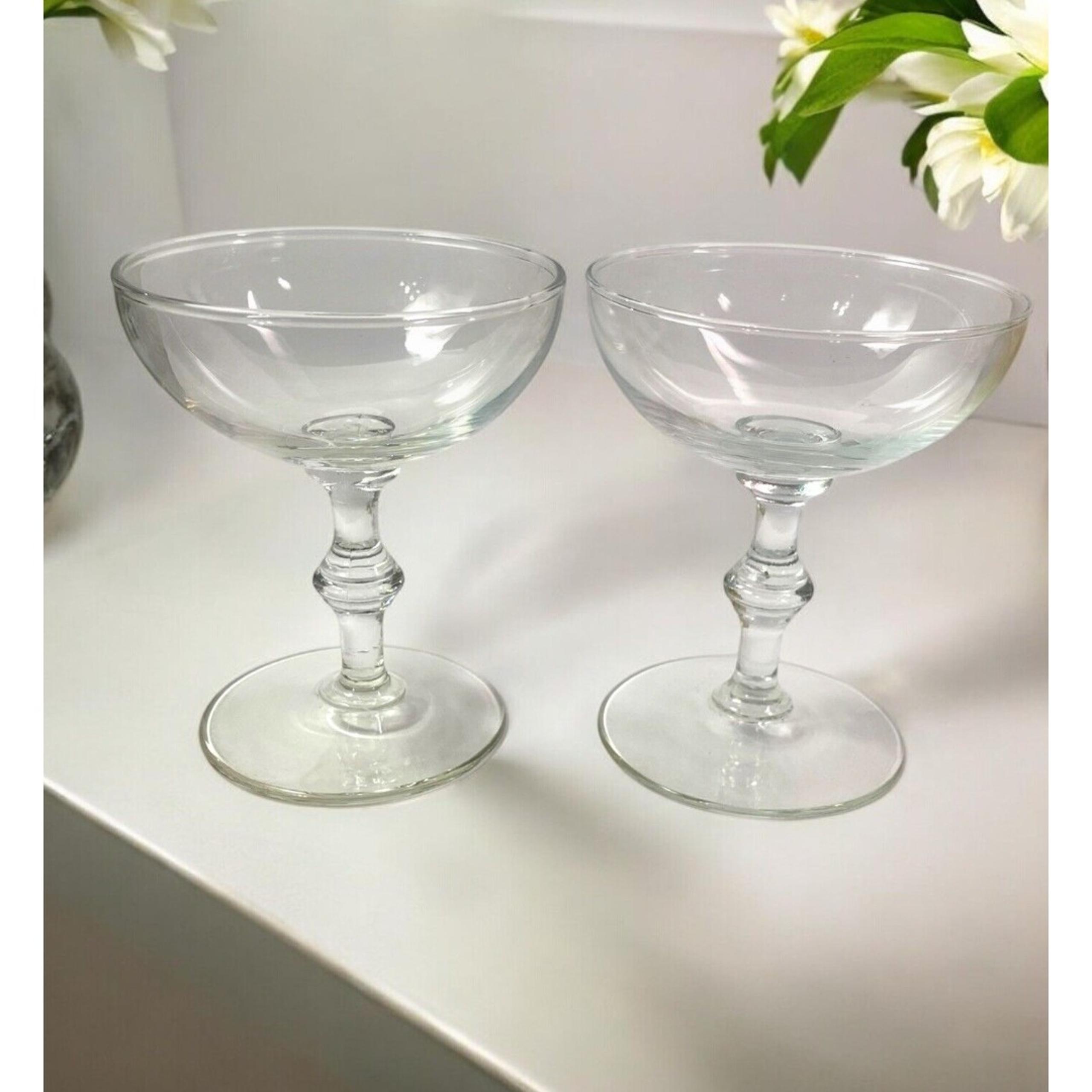 Vintage 1960s Libbey Georgian Clear Champagne Glass Sherbet Set Of 2