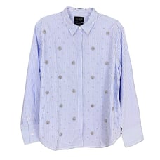J.CREW Collection Garçon Embellished Classic Fit Shirt 12 Blue Pinstripe NWT B72