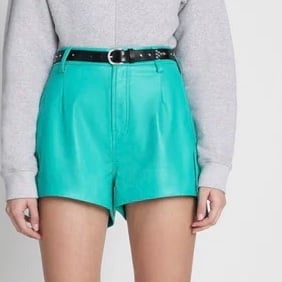 7 For All Mankind 26 Shorts Faux Leather Tailored Shorts in Atlantis NWT