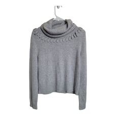 Antonio Melani Sweater Women M Amelia Patina Gray Cashmere Turtleneck Cable Knit
