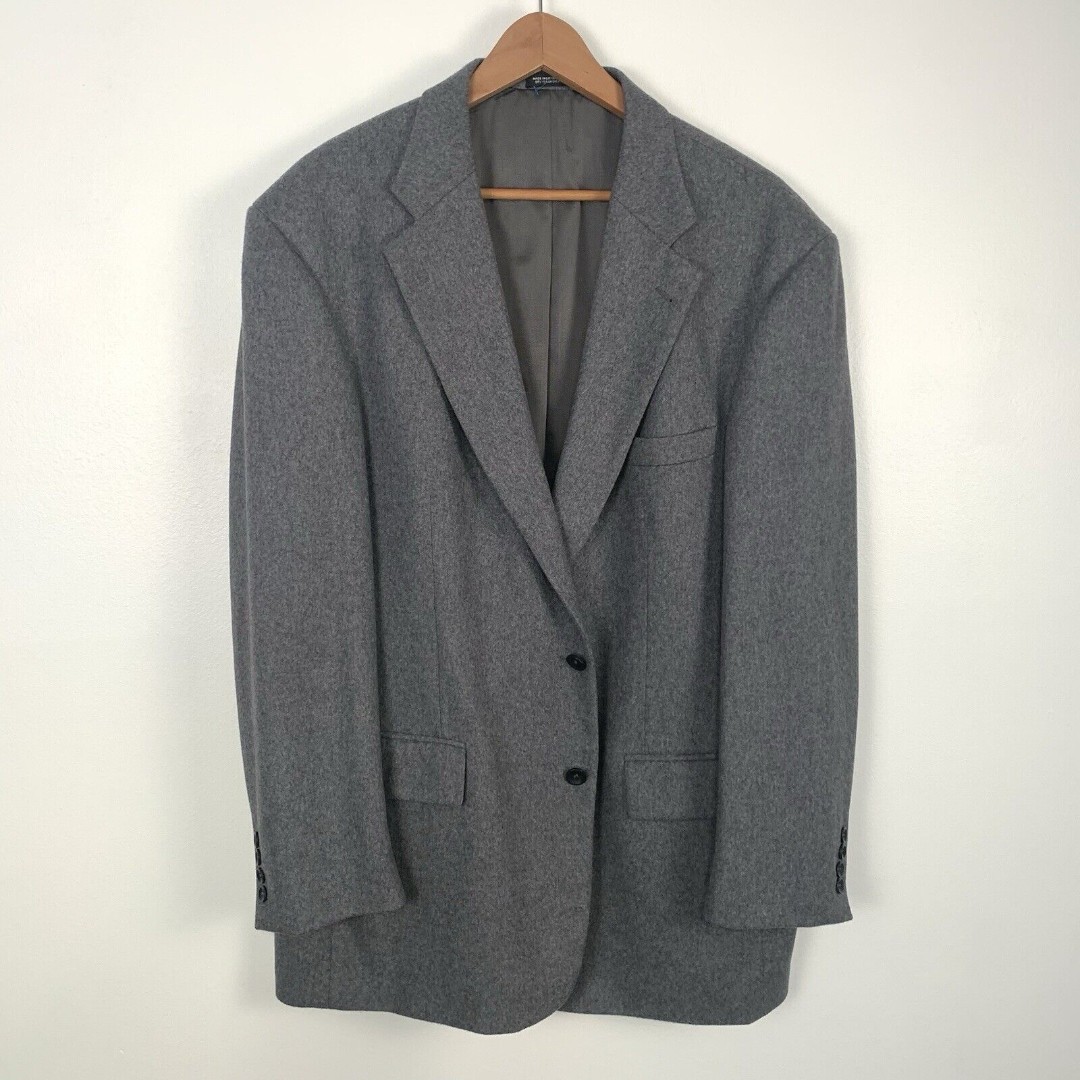Oscar de la Renta Blazer Wool Cashmere Suit Jacket Mens 48 L Gray