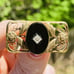 Art Deco Filigree Bar Brooch Pin 1/20 12K GF Black Onyx Genuine Diamond STUNNING