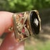 Art Deco Filigree Bar Brooch Pin 1/20 12K GF Black Onyx Genuine Diamond STUNNING