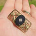 Art Deco Filigree Bar Brooch Pin 1/20 12K GF Black Onyx Genuine Diamond STUNNING