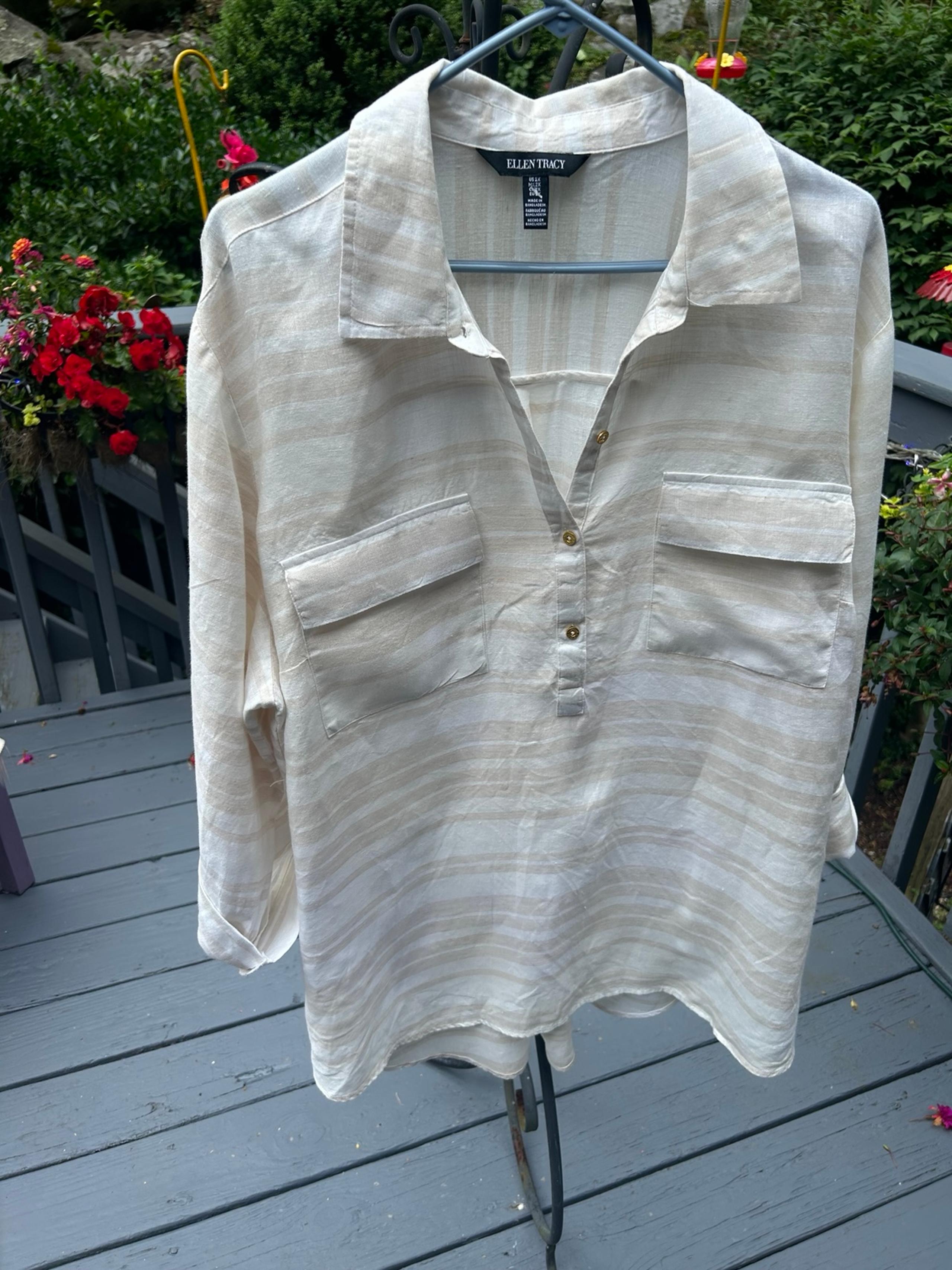 Ellen Tracy Woman's Linen Blouse Top 2C