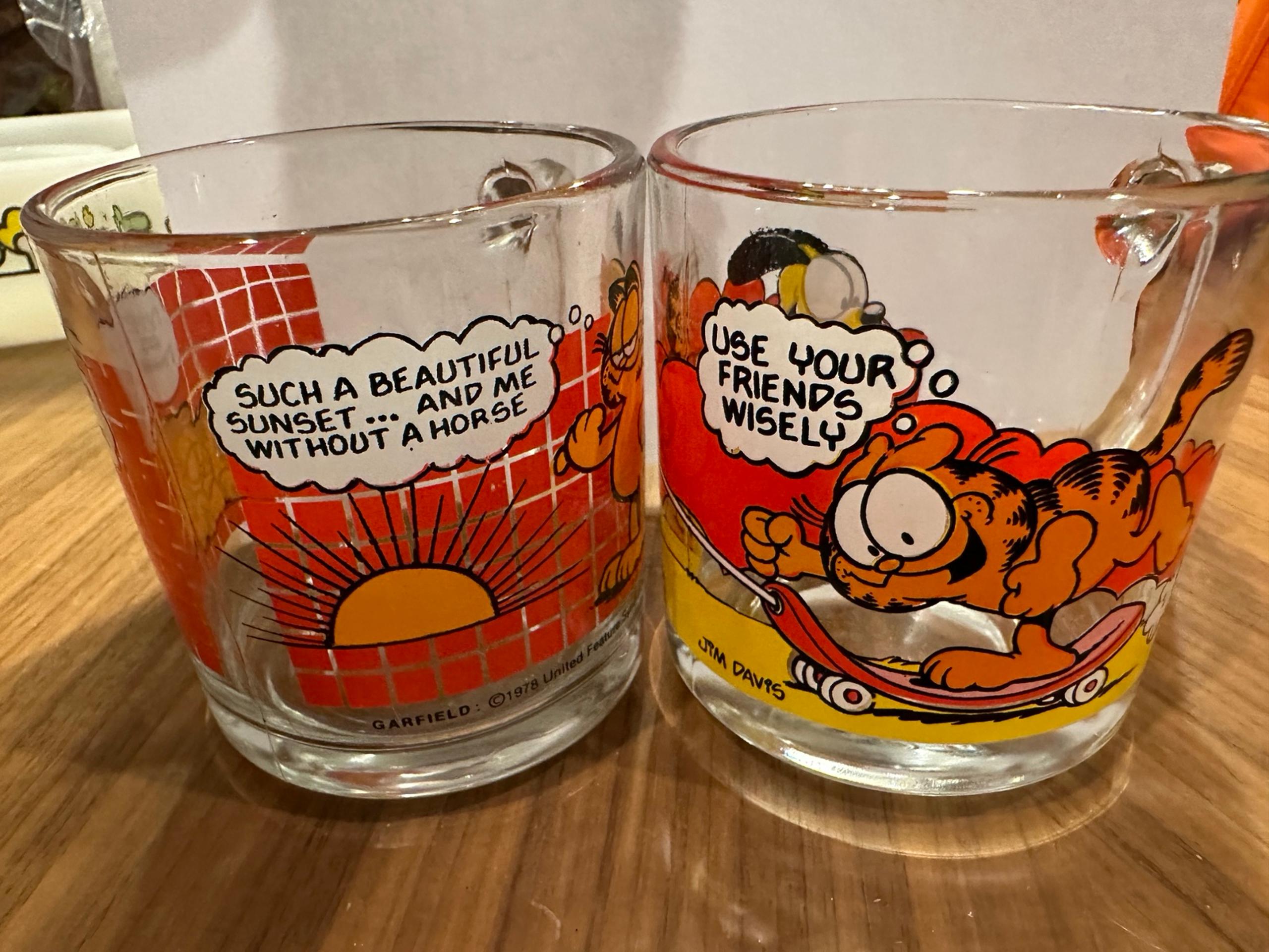 Vintage 1978 McDonalds Garfield Glass Mugs (2)