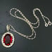 Vintage TRIFARI Ruby Red Cushion Cut Glass Bling Pendant on 925 Chain Necklace