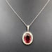 Vintage TRIFARI Ruby Red Cushion Cut Glass Bling Pendant on 925 Chain Necklace