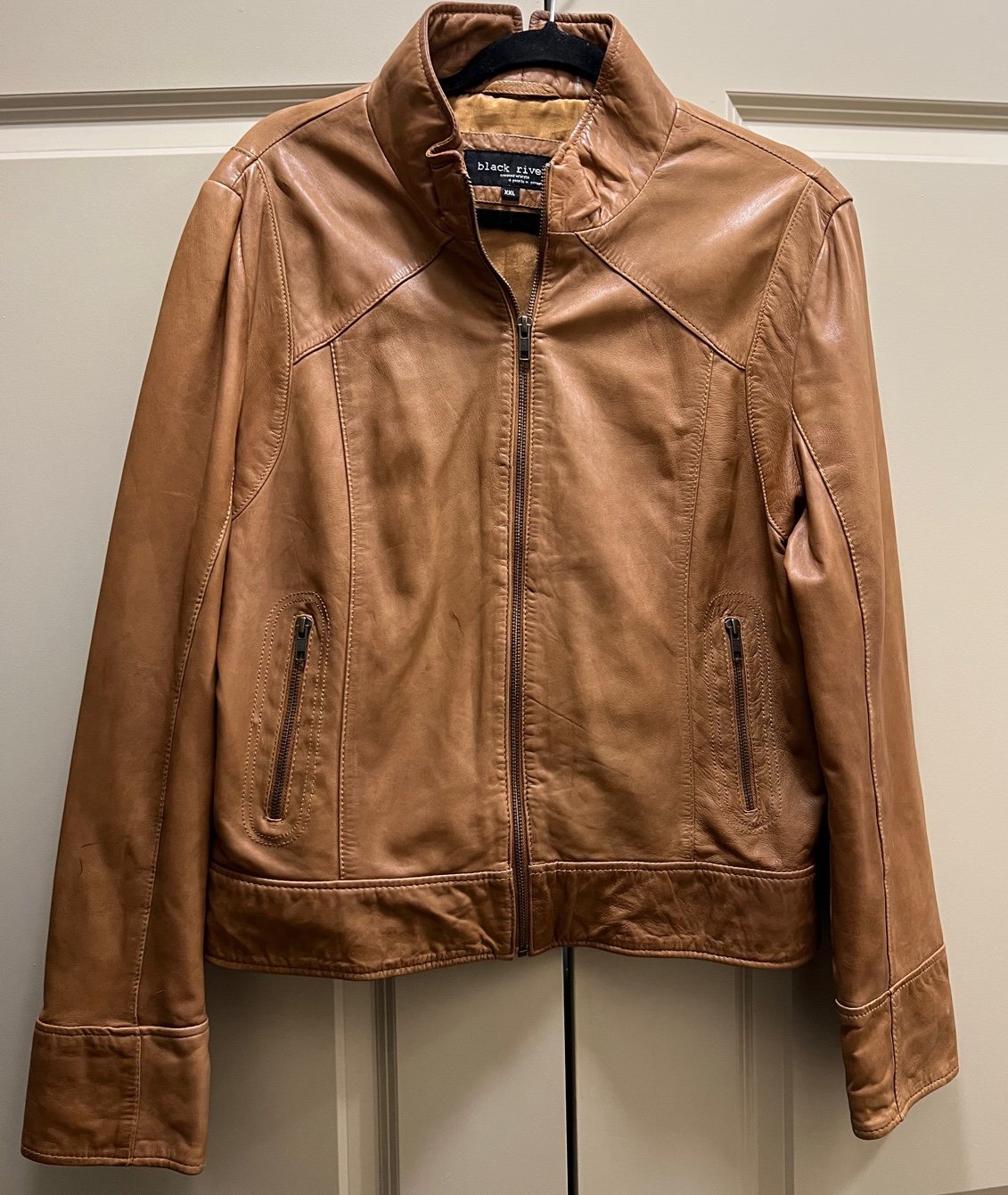 Black Rivet Leather Jacket Size 2XL