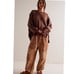 NWT We the Free Camden Distressed Chocolate Love Sweatshirt Size XS Brown