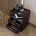 Black Nightstand with Charging Station,Night Stands with 2 Drawers