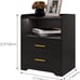 Black Nightstand with Charging Station,Night Stands with 2 Drawers