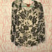 Tory Burch 100% Silk Ivory & Black Artichoke Floral Long Sleeve Blouse
