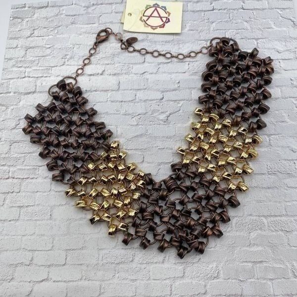 Amrita Singh Knotted Statement Necklace Gunmetal & Gold