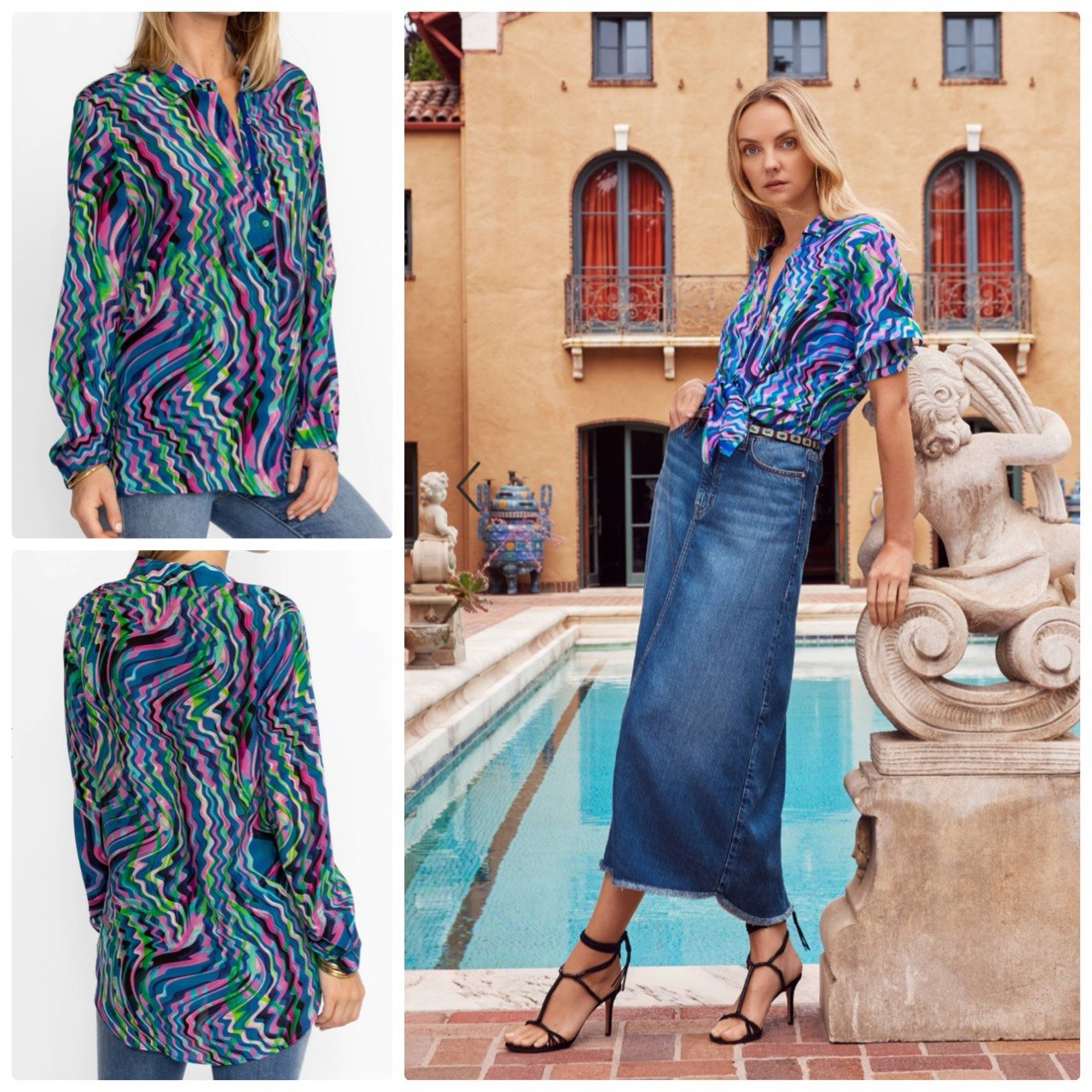 JOHNNY WAS Moonwave button down silk shirt - XS NWT