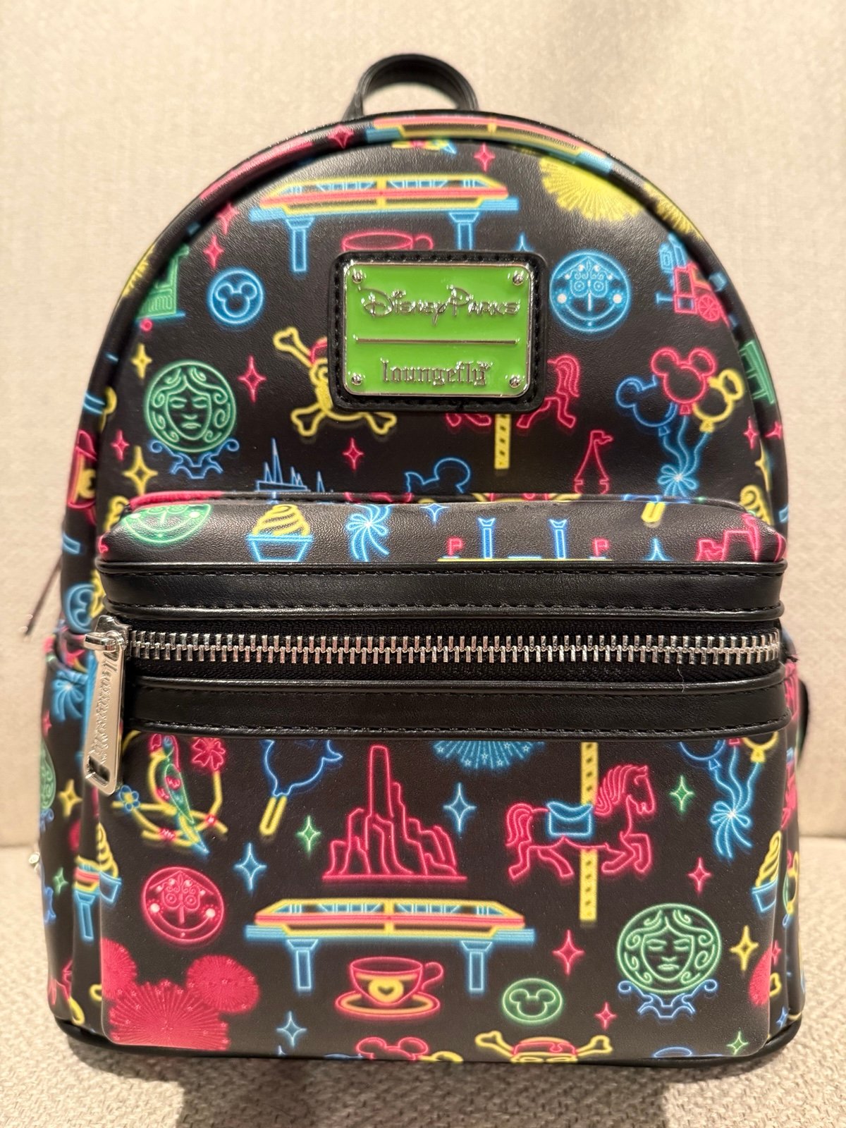 Loungefly Disney Parks Neon Attraction Icons Mini Backpack NEW