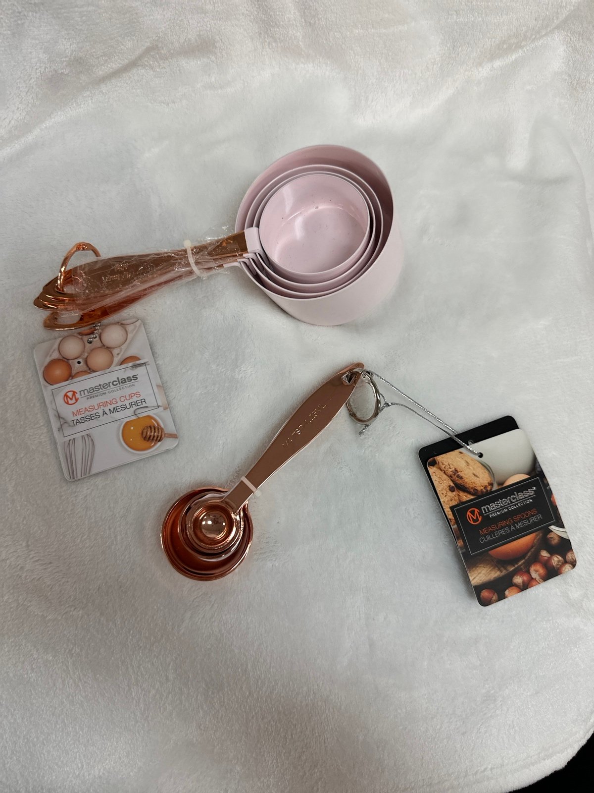 new pink rose gold measuring cups and spoons