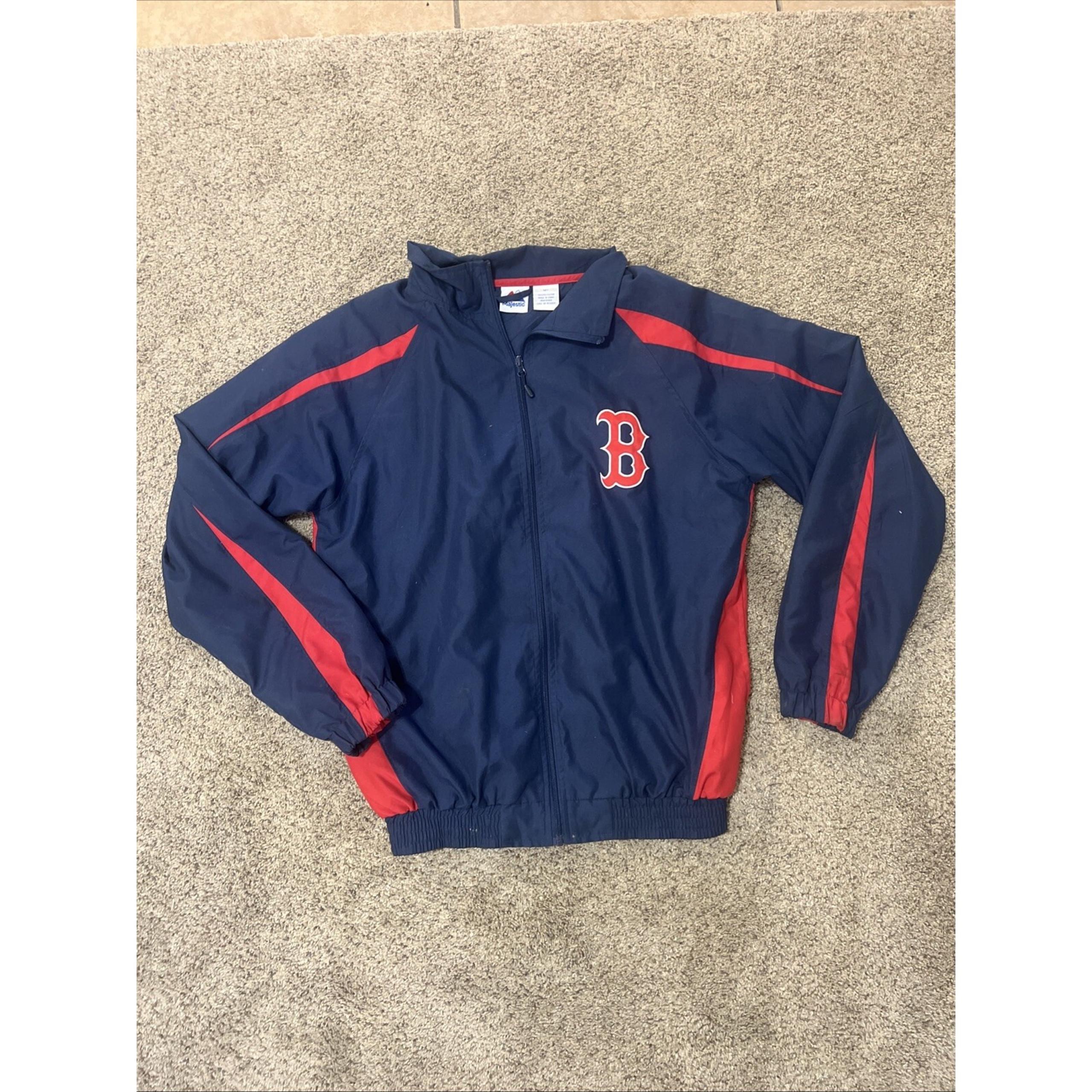 Majestic Boston Red Sox Mens Zip Up Jacket Size MT Training Warm Up Windbreaker