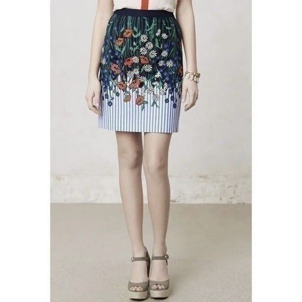 floral striped pencil skirt