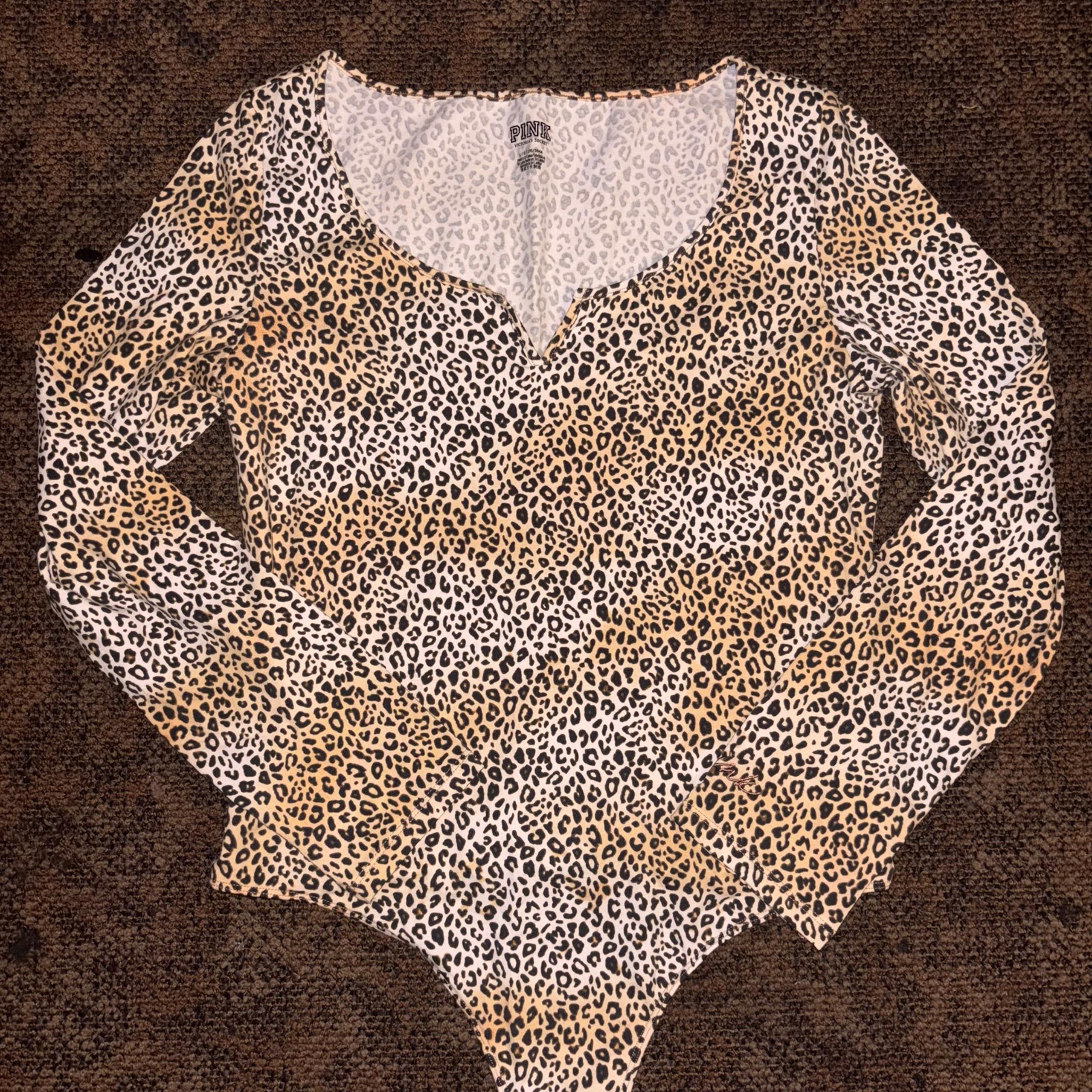 Victoria's Secret PINK Cheetah Print Long Sleeve Body Suit Size Large
