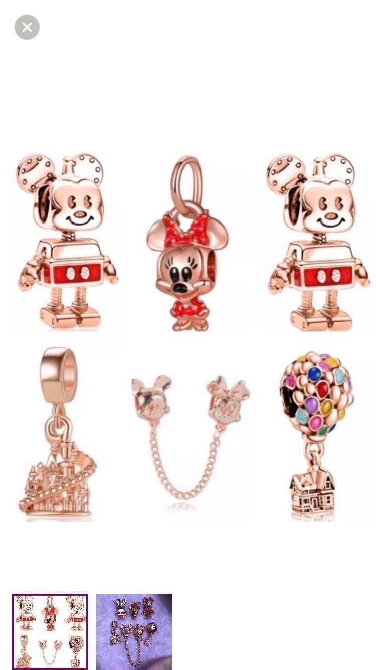 6 Mickey Mouse Minnie Mouse Safety Chain Charm For Pandora Bracelet