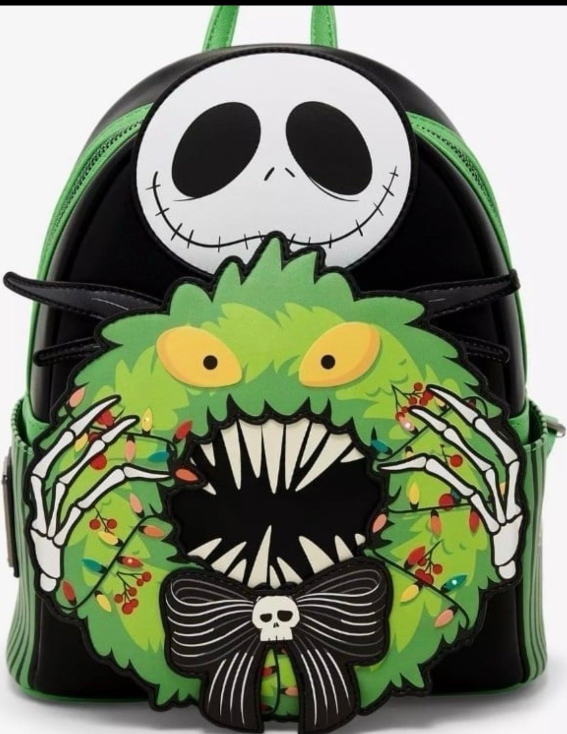 Loungefly NBC Jack Skellington Wreath Glow-in-the-Dark Light-Up Mini Backpack