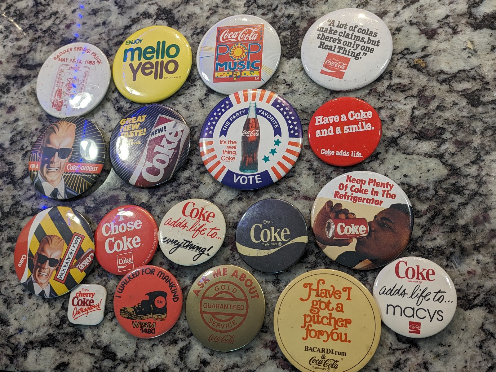 Lot of large vintage Coca-Cola pins