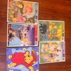 5 vintage puzzles bundle 1960s and one newer Pooh