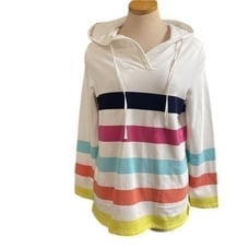Talbots Stripe Sweatshirt Hoodie Size Large