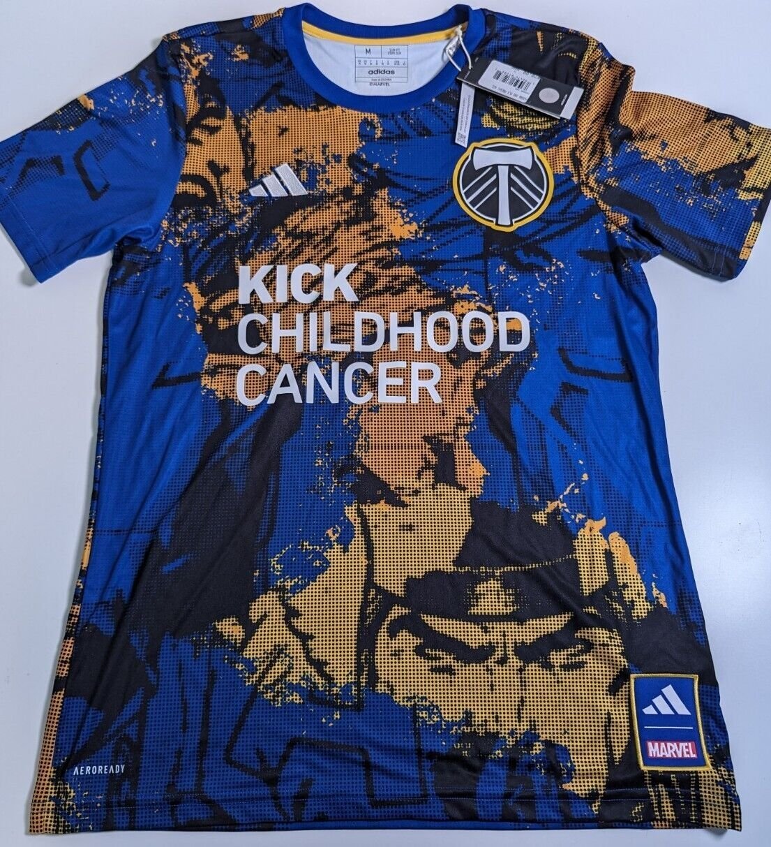 New Adidas x Marvel Men’s Slim Fit MLS Soccer Jersey small Portland Timbers
