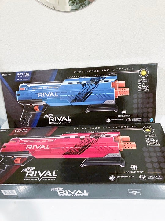 New NERF RIVAL ATLAS XVI-1200 Blaster Double Shot Team Red Blue Bundle 2