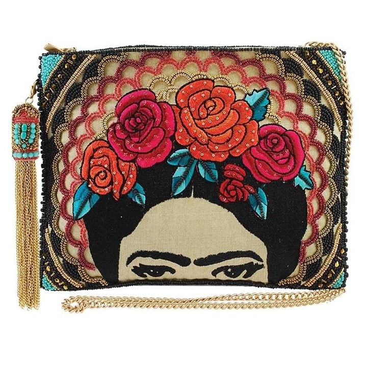 Frida Beaded Embroidered Frida Kahlo Crossbody Handbag