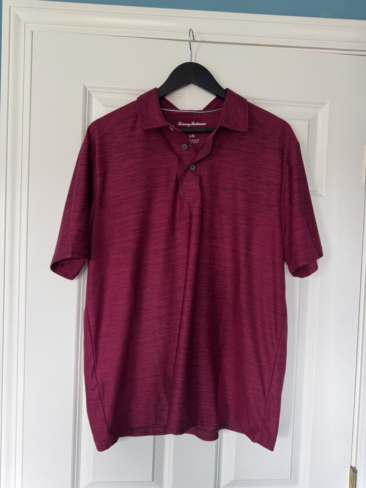 Tommy Bahama Island Zone Polo Shirt Large Maroon Floral Supima Short Sleeve