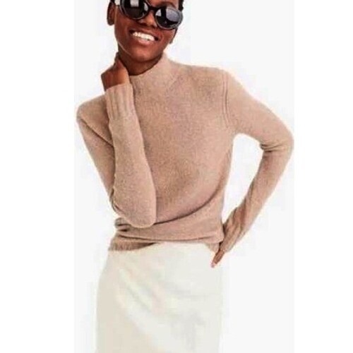 J.Crew Merino Wool Supersoft Yarn Alpaca Mock Neck Sweater Ribbed Trim Medium