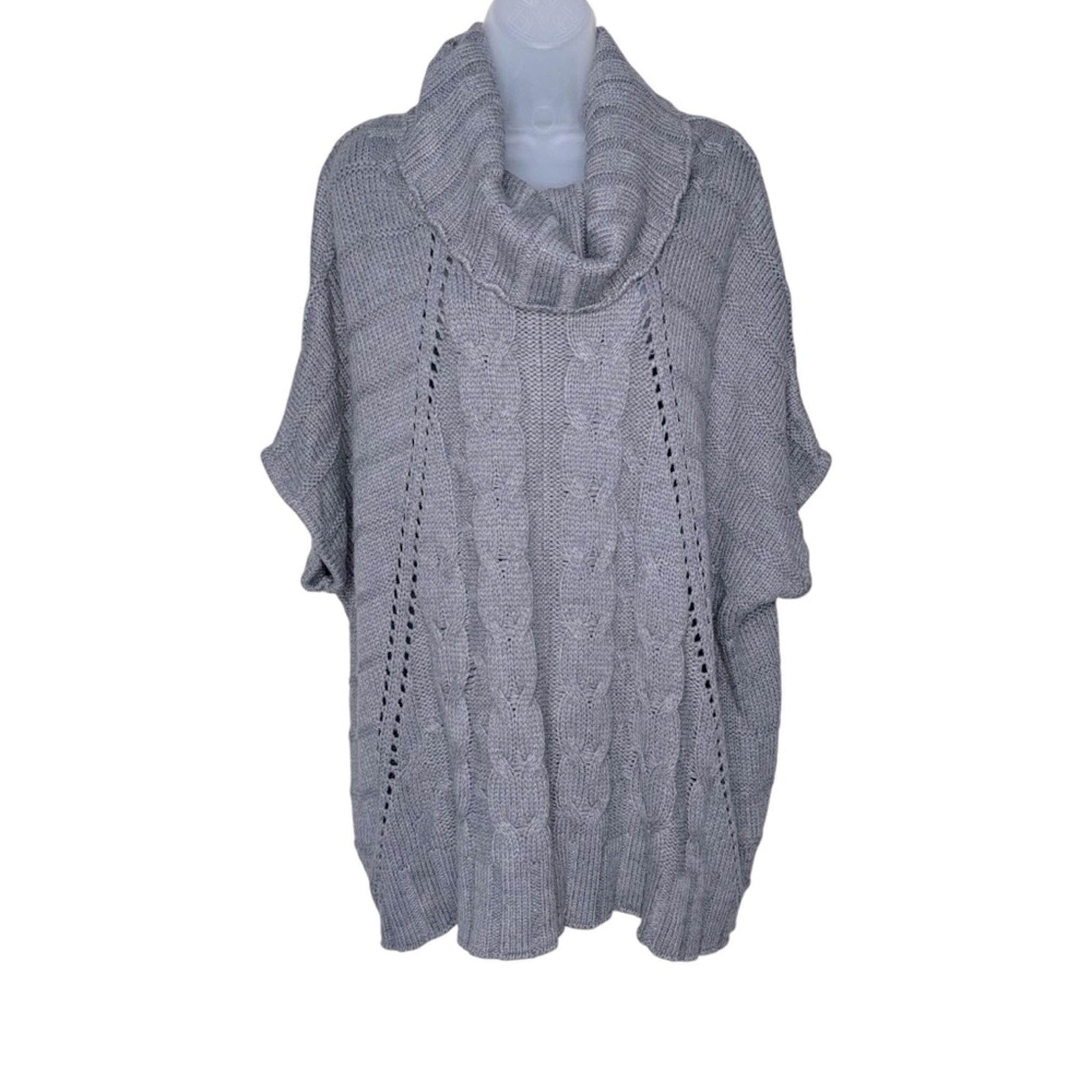 NEW YORK & COMPANY Women’s Gray Cable Knit Turtleneck Sweater