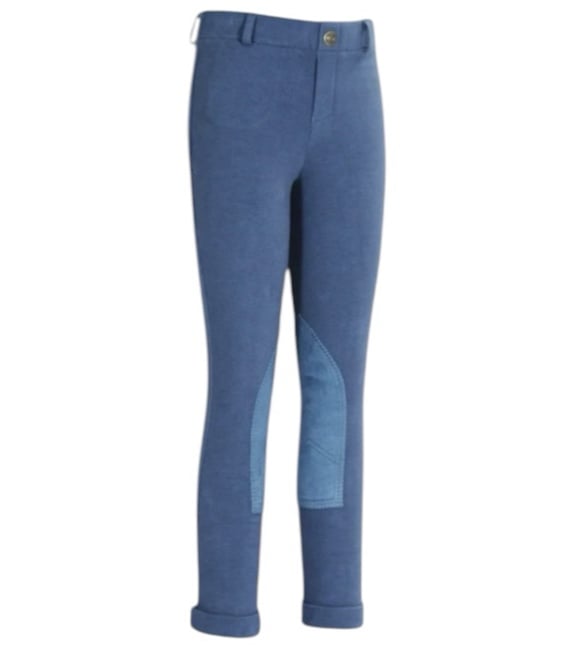 Tuffrider Ribb Low Rise Pull On Jods Breeches Equestrian Riding Blue