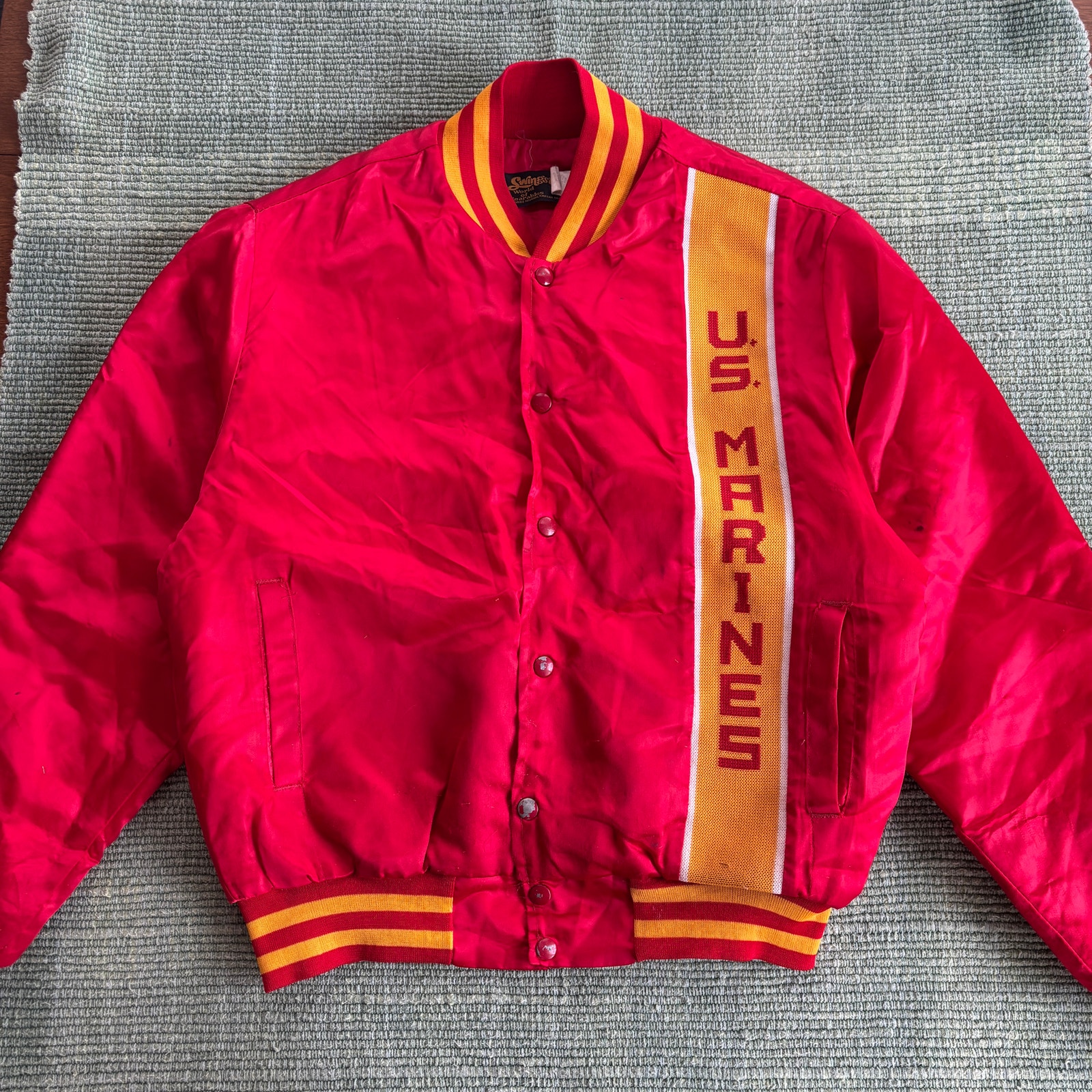 Vintage 1970s-80s Swingster US Marines satin bomber jacket size large