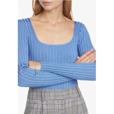 Veronica Beard Clara Rib Top in Cornflower Blue Large