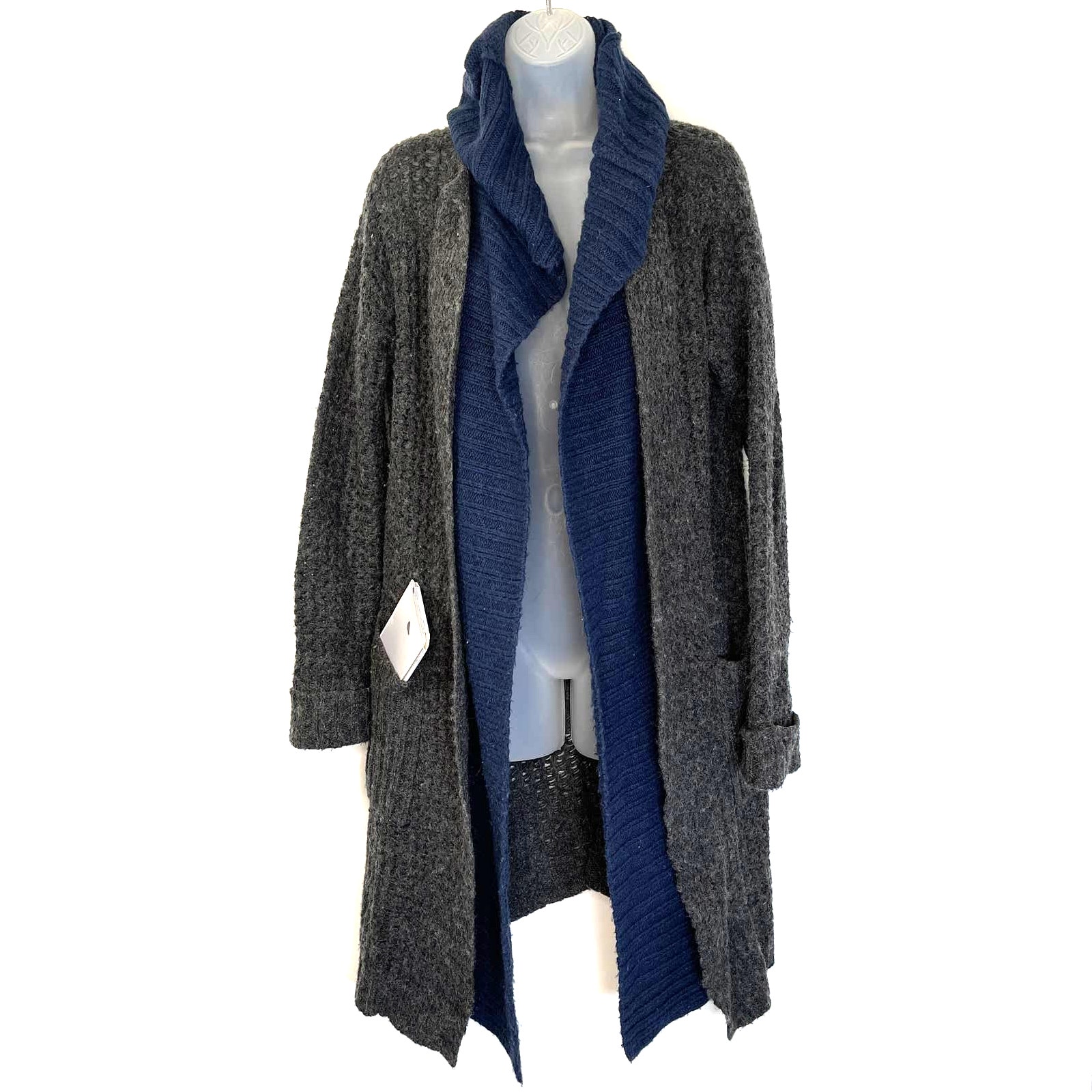 Anthropologie Sleeping on Snow Lodge Cardigan Long Two Tone Hooded Gray