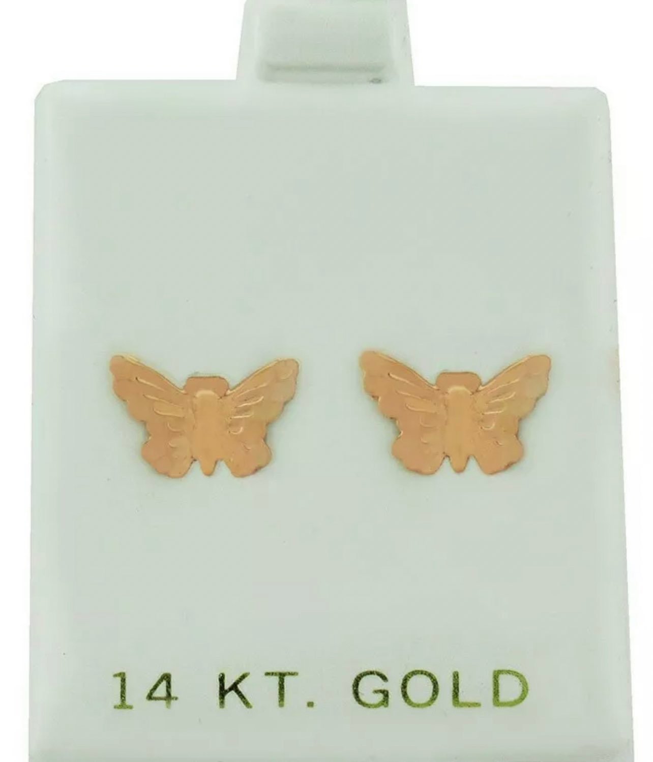 BUTTERFLY STUD EARRINGS SOLID 14K ROSE GOLD ** MADE IN USA **