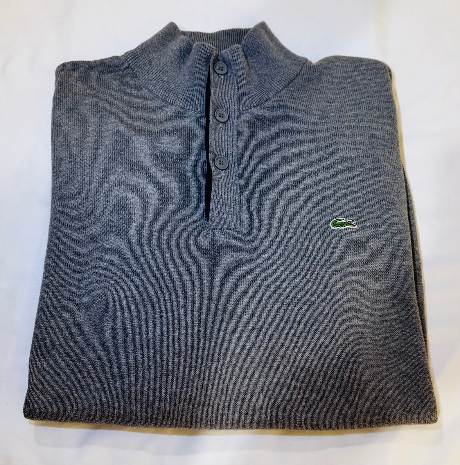 Lacoste Men's Quarter Button Cotton Knit Sweater Size 9 / XXL
