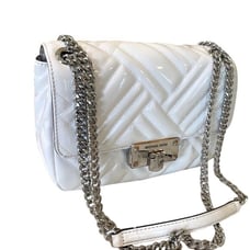 MICHAEL KORS Peyton Patent Leather Shoulder Bag Optic White