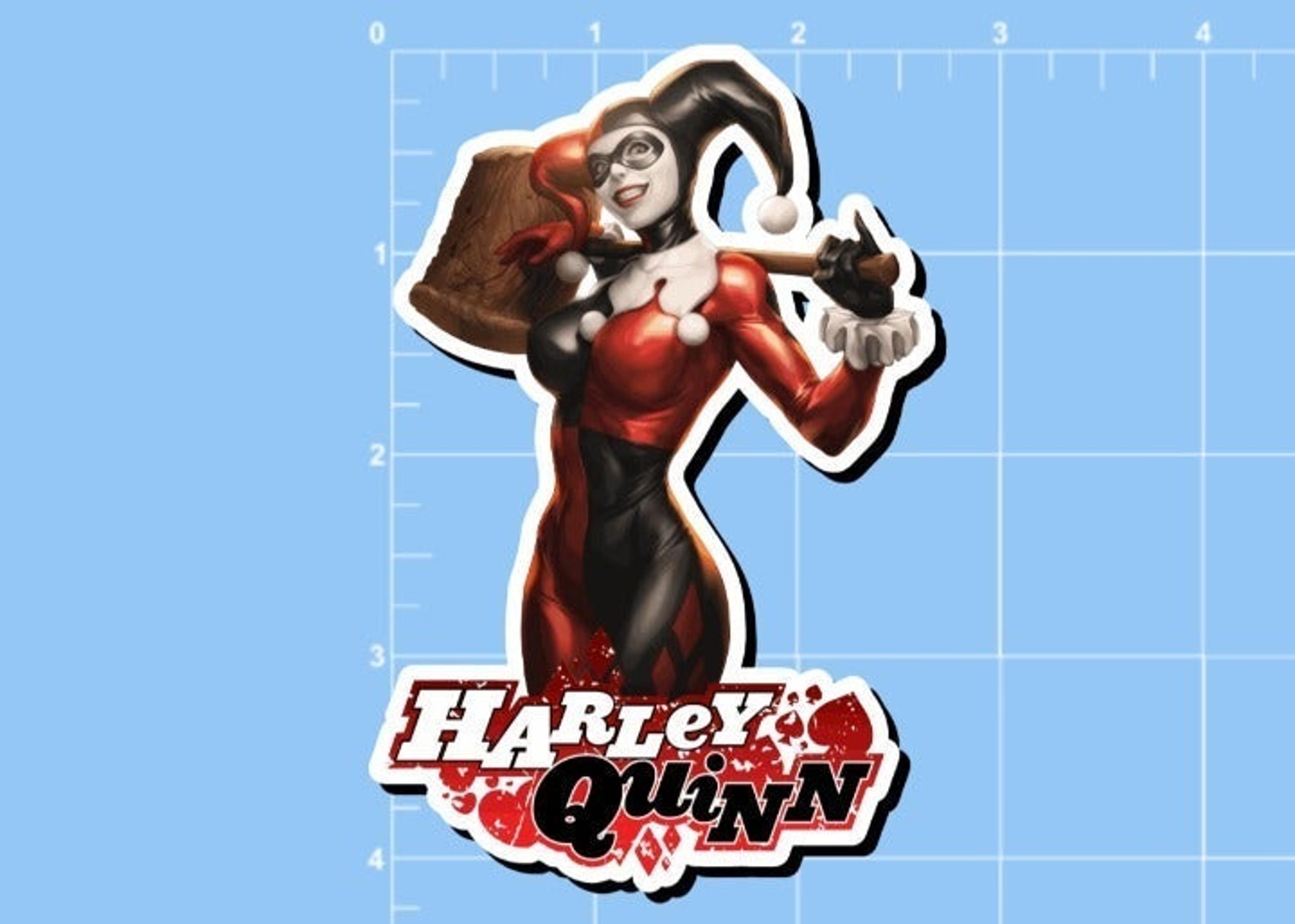 4" Super Sexy Harley Quinn Big Breast Big Hammer Her Name on the Bottom. Sticker