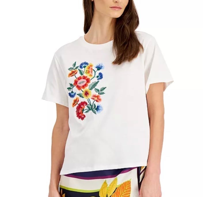 WEEKEND MAX MARA Volume Cotton Embroidered T- Shirt NWT