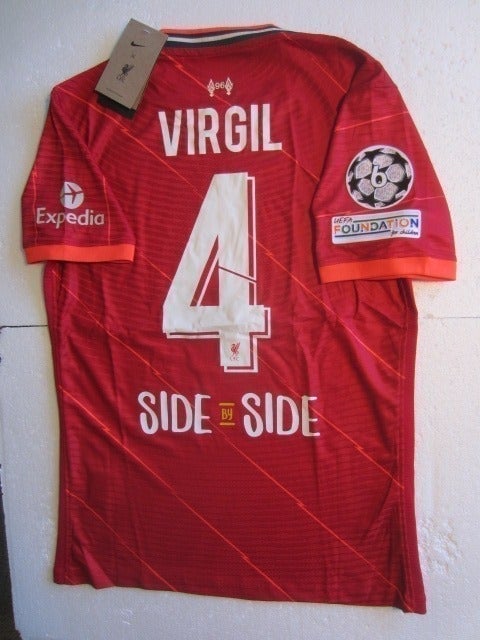 Virgil van Dijk Liverpool FC UCL Match Slim Fit Red Home Soccer Jersey 2021-2022