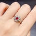 Dainty Ruby Cluster Cocktail Ring 3x4mm, Natural Ruby Ring Sterling Silver