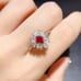 Dainty Ruby Cluster Cocktail Ring 3x4mm, Natural Ruby Ring Sterling Silver
