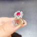 Dainty Ruby Cluster Cocktail Ring 3x4mm, Natural Ruby Ring Sterling Silver