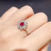 Dainty Ruby Cluster Cocktail Ring 3x4mm, Natural Ruby Ring Sterling Silver