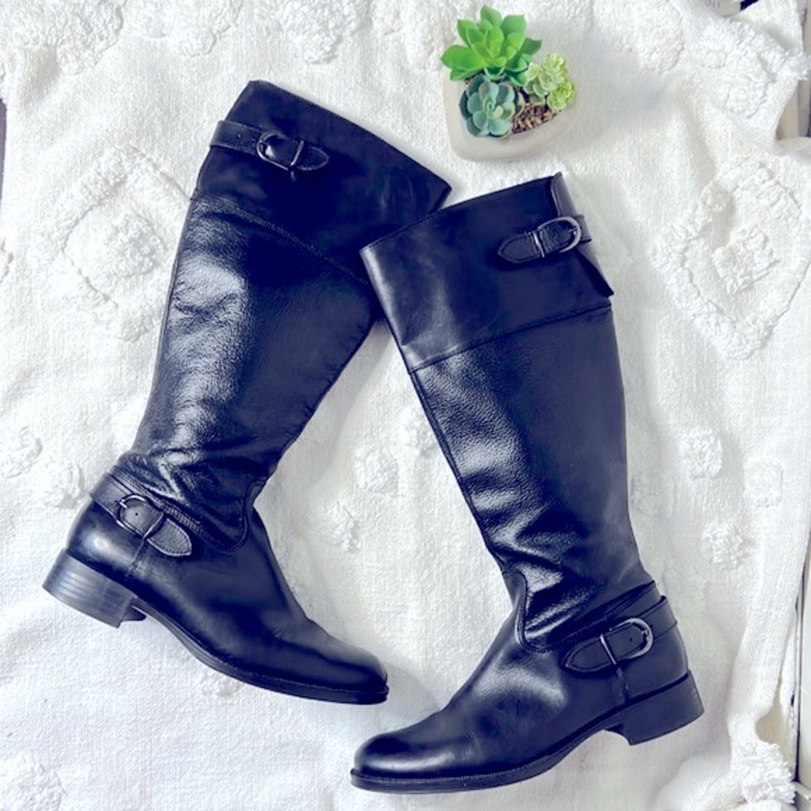 Aldo Black Leather Tall Riding Boots Size 9
